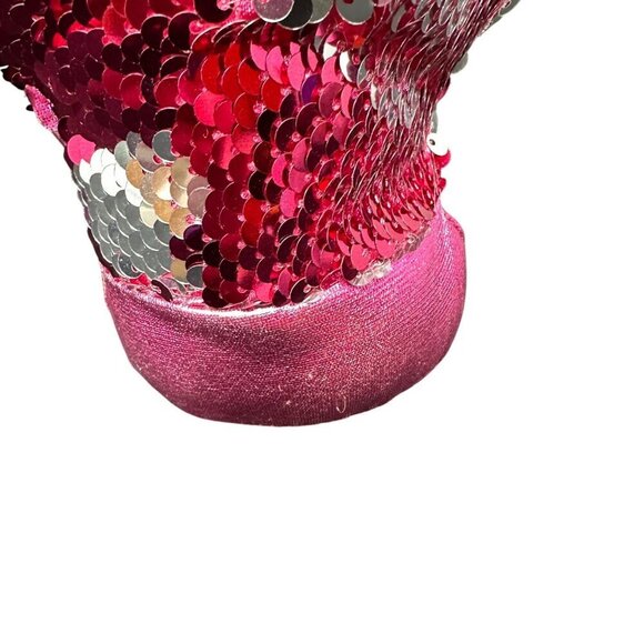 Valentine Weiner Dachshund Dog Sequin Pink Silver Hearts Reverse 18in Toy Plush - Picture 8 of 16